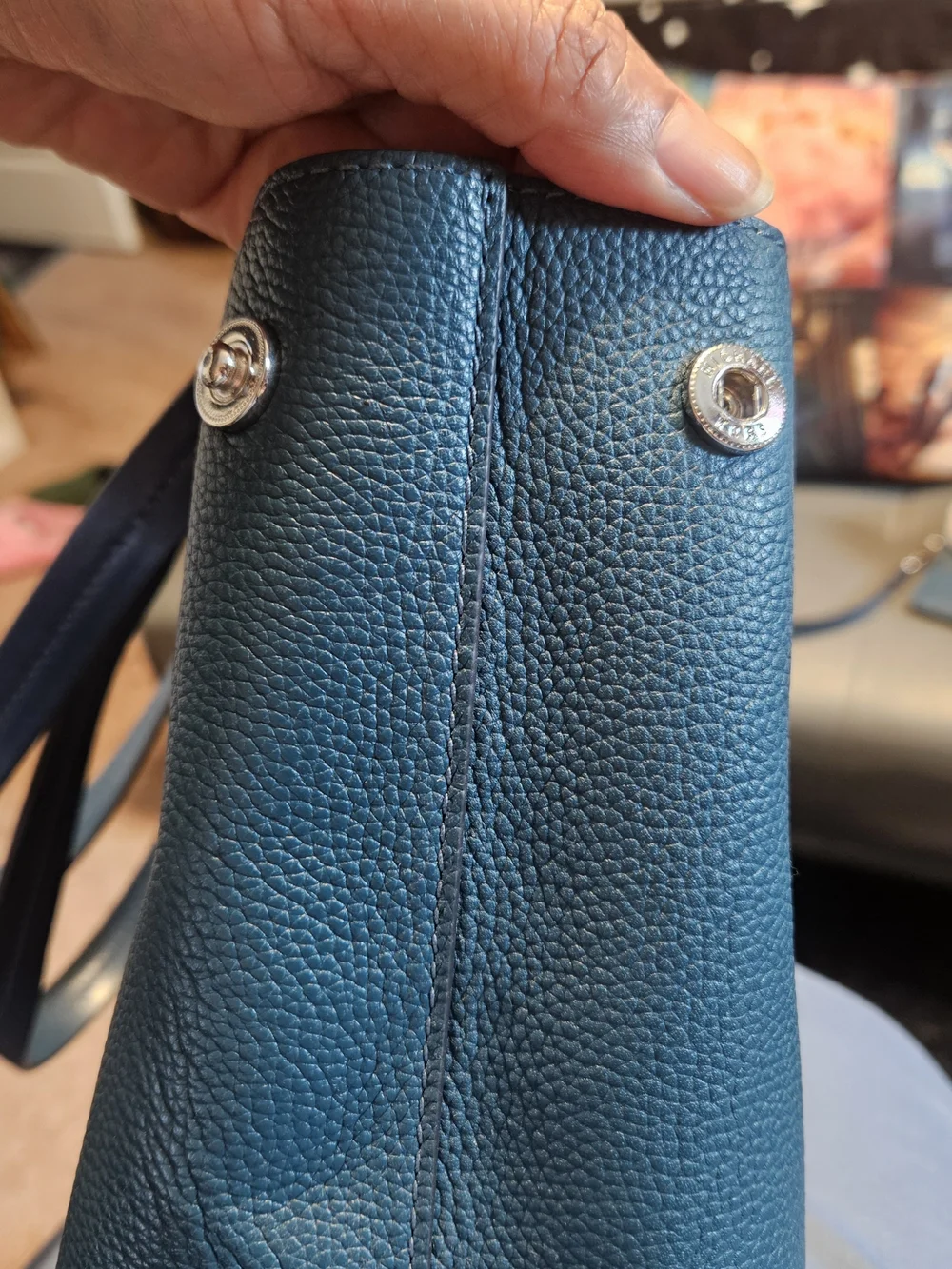 Michael Kors Teal Blue Pebbled Leather Tote with Wristlet